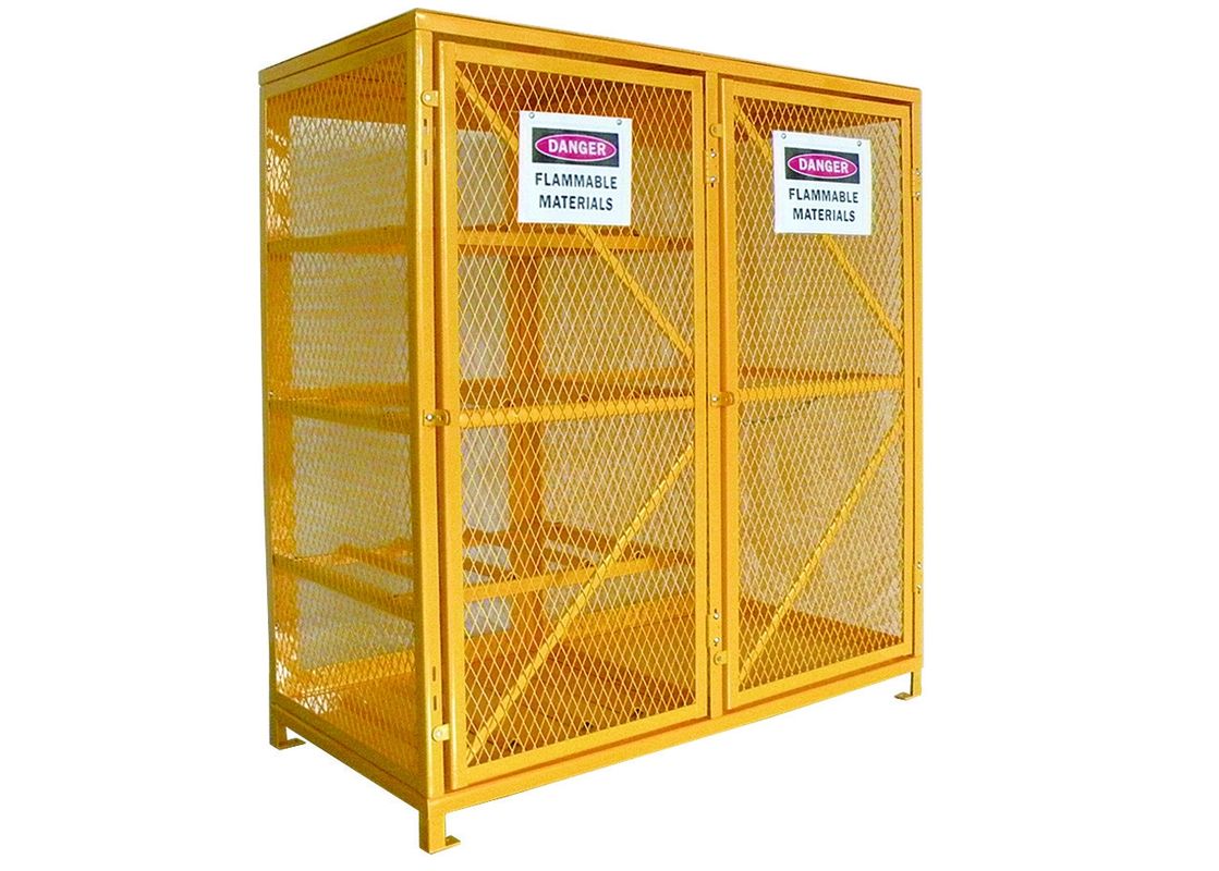 Los gabinetes de almacenamiento expresados del cilindro de gas 8 9 estantes horizontales de la vertical 5 amarillean color proveedor